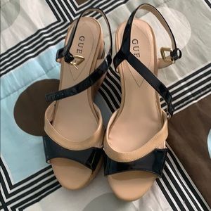 Guess Black and Nude Wedges